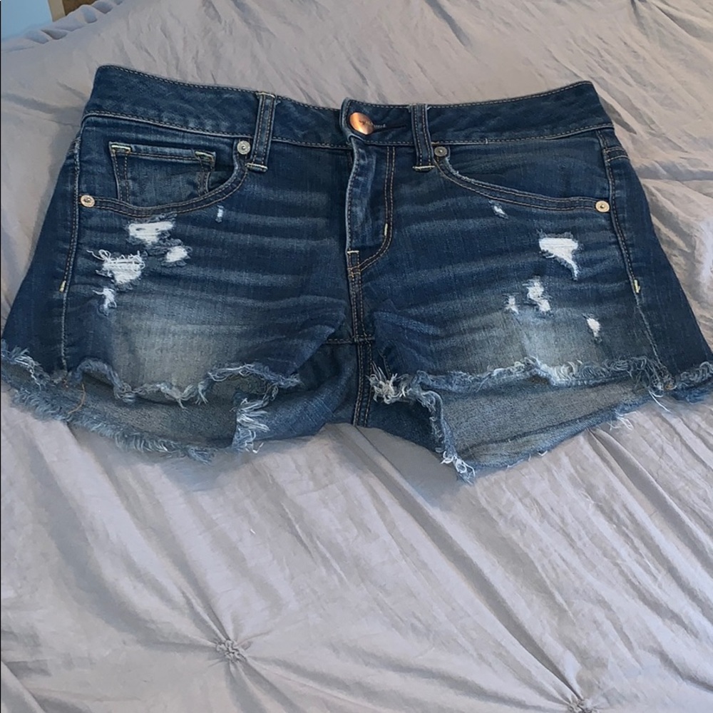 AE super stretch midi denim shorts